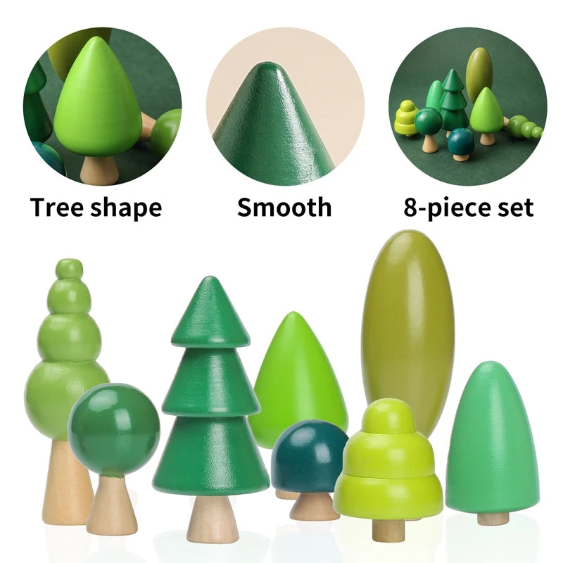 Montessori Wooden Forest Tree Building Blocks - Educational Kids Toy & Room Decor