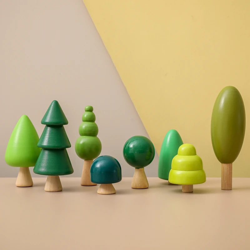Montessori Wooden Forest Tree Building Blocks - Educational Kids Toy & Room Decor