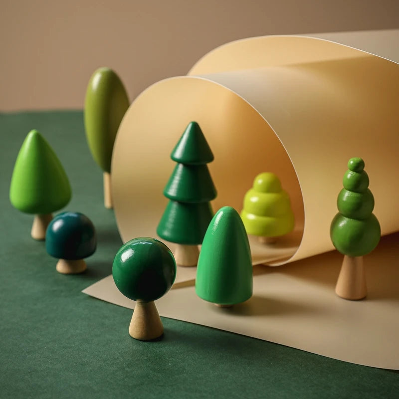 Montessori Wooden Forest Tree Building Blocks - Educational Kids Toy & Room Decor