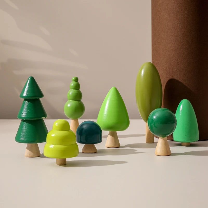 Montessori Wooden Forest Tree Building Blocks - Educational Kids Toy & Room Decor
