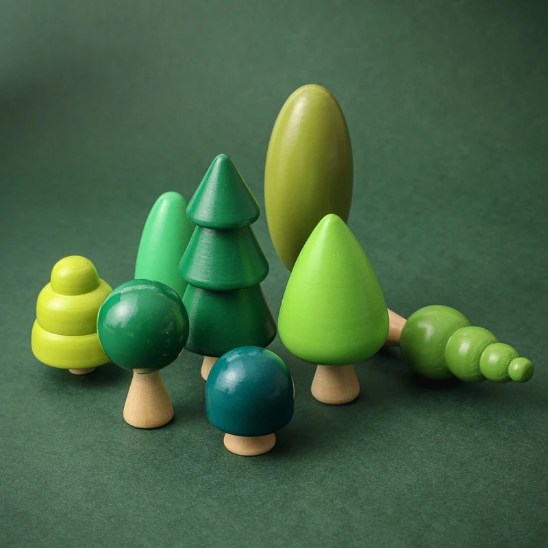 Montessori Wooden Forest Tree Building Blocks - Educational Kids Toy & Room Decor