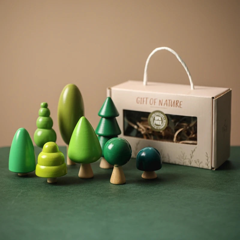 Montessori Wooden Forest Tree Building Blocks - Educational Kids Toy & Room Decor