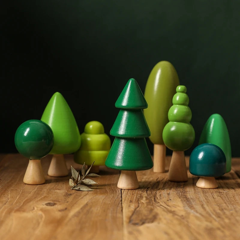 Montessori Wooden Forest Tree Building Blocks - Educational Kids Toy & Room Decor