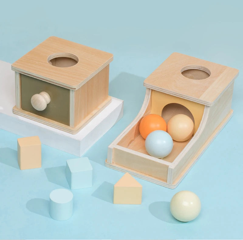 Montessori Wooden Toy Set - Object Permanence & Hammer Box