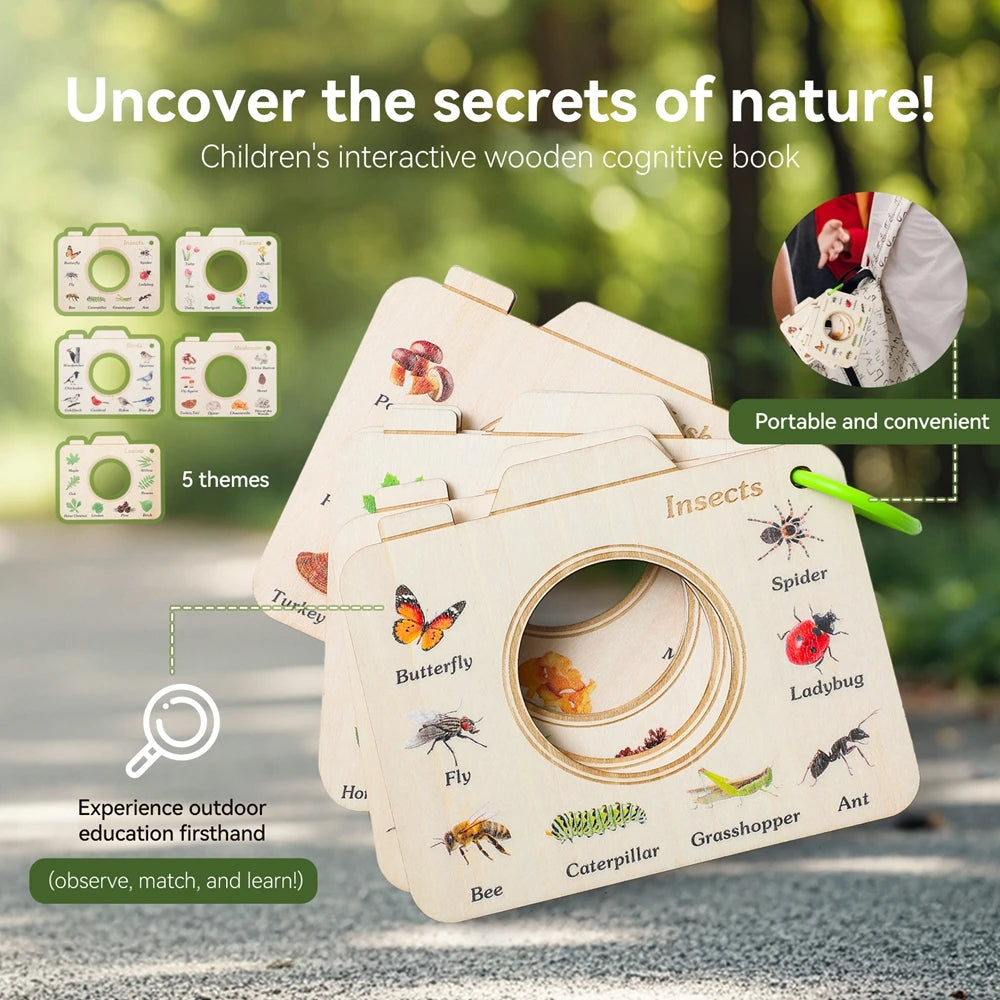 Montessori Wooden Cognitive Puzzle Book Toy for Babies & Kids