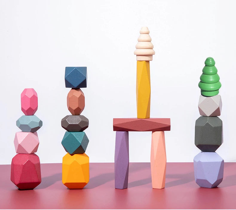 Montessori Wooden Stacking Rocks Building Blocks