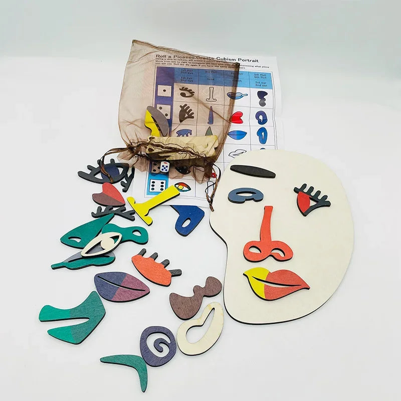 Wooden Montessori Face Puzzles Abstract Art Picasso Style