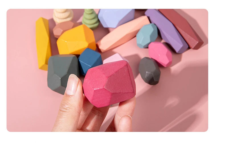 Montessori Wooden Stacking Rocks Building Blocks