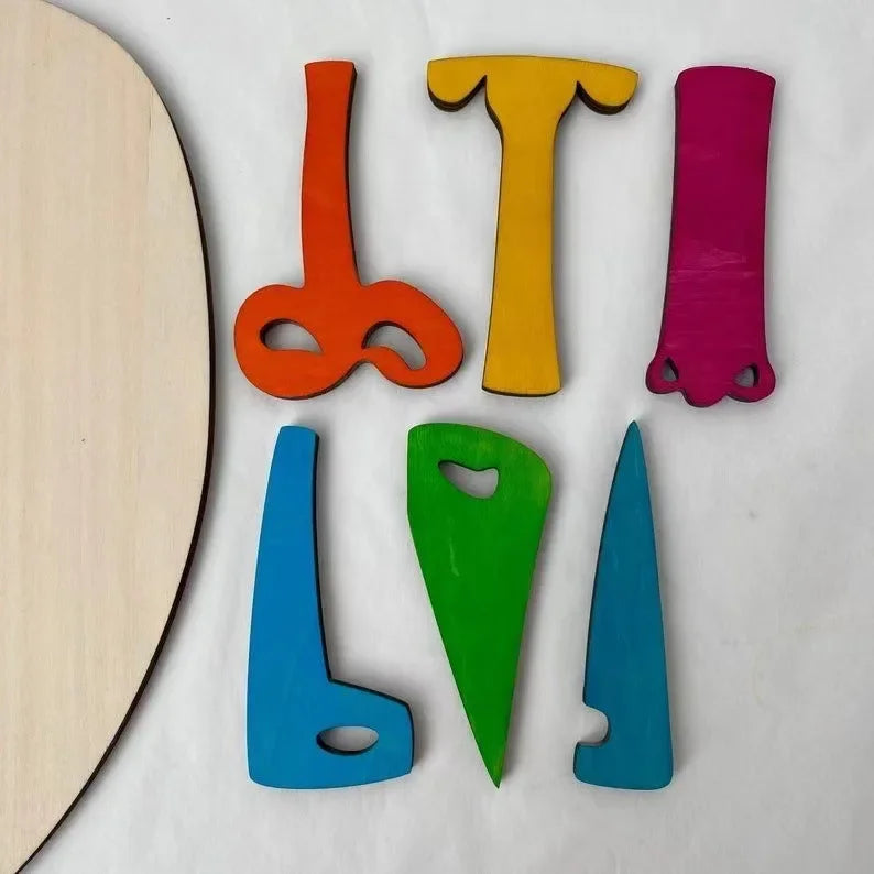 Wooden Montessori Face Puzzles Abstract Art Picasso Style