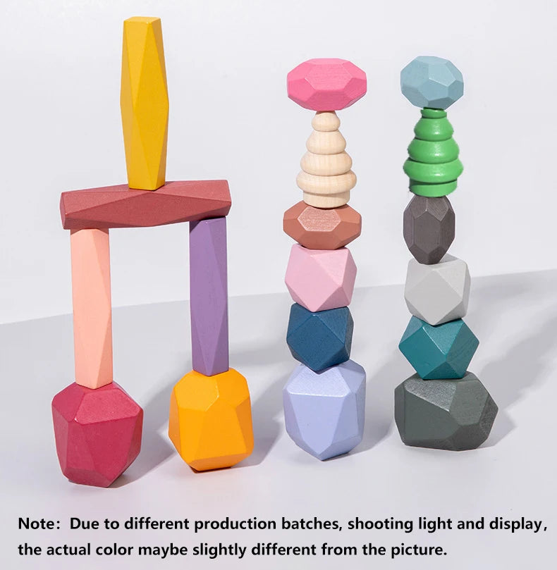 Montessori Wooden Stacking Rocks Building Blocks