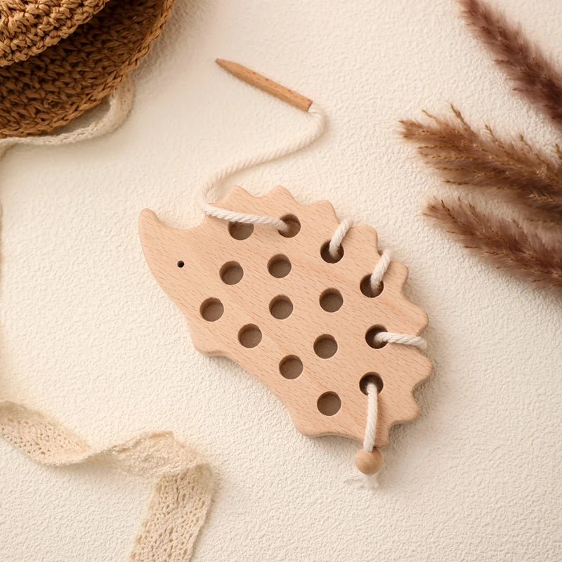 Montessori Wooden Threading Hedgehog Toy