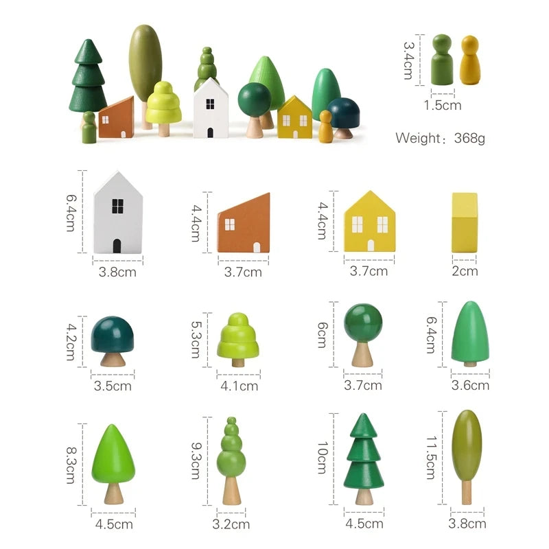 Montessori Wooden Forest Tree Building Blocks - Educational Kids Toy & Room Decor