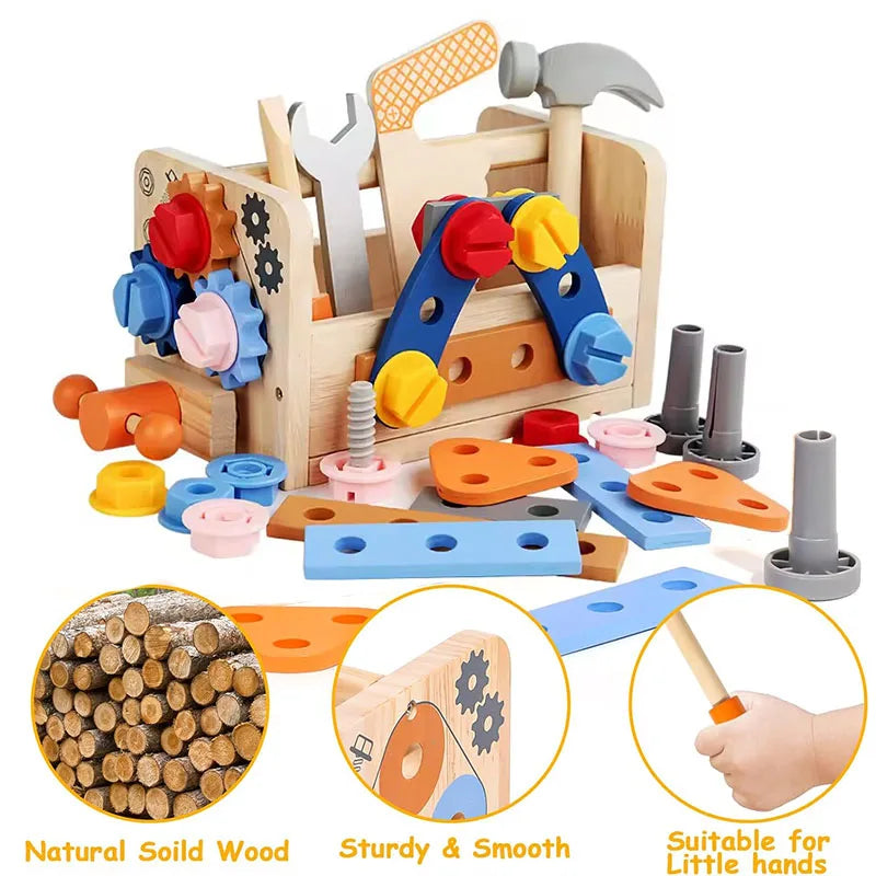 Wooden Tool Set for Kids - Montessori Educational STEM Construction Toy