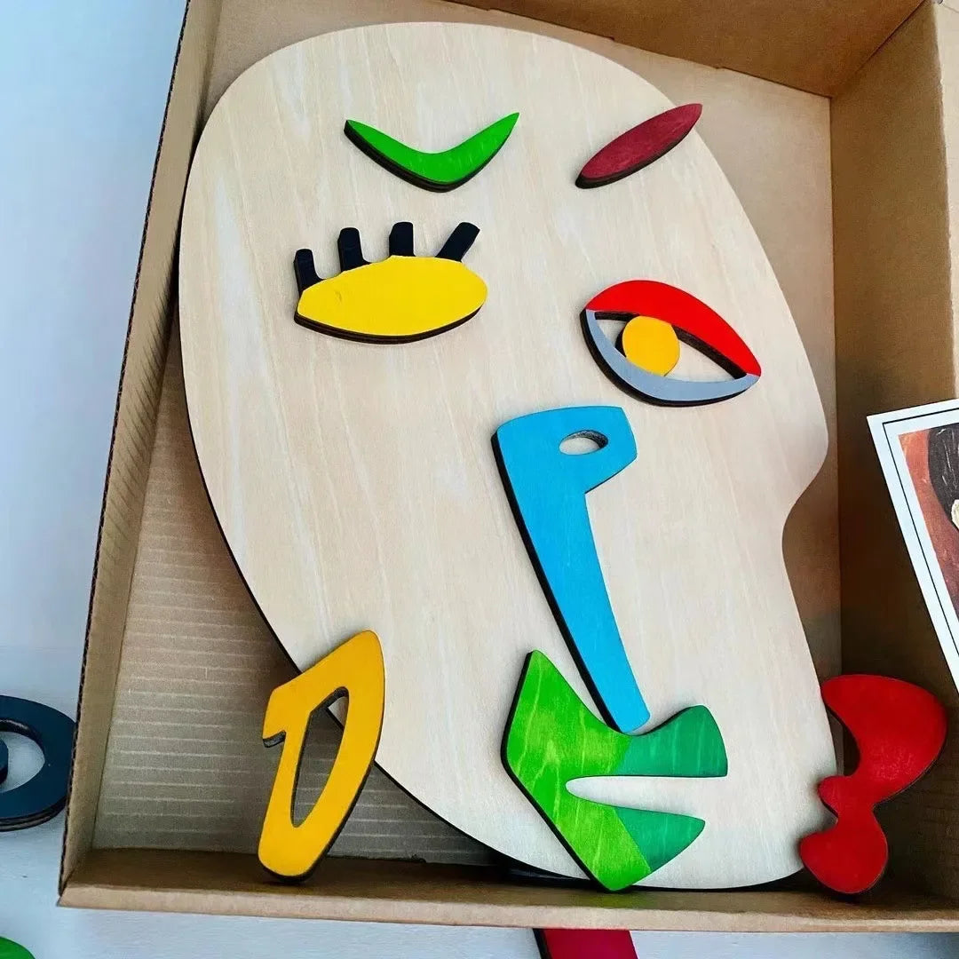 Wooden Montessori Face Puzzles Abstract Art Picasso Style