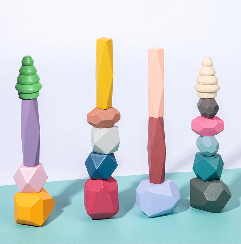 Montessori Wooden Stacking Rocks Building Blocks