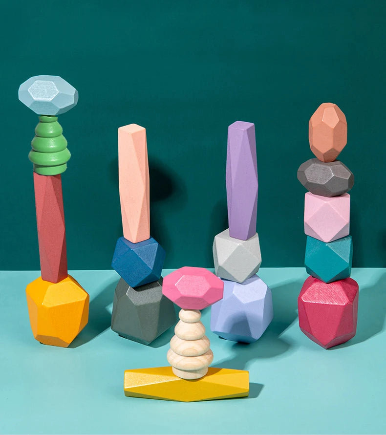 Montessori Wooden Stacking Rocks Building Blocks