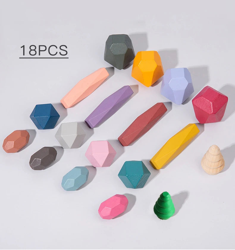 Montessori Wooden Stacking Rocks Building Blocks
