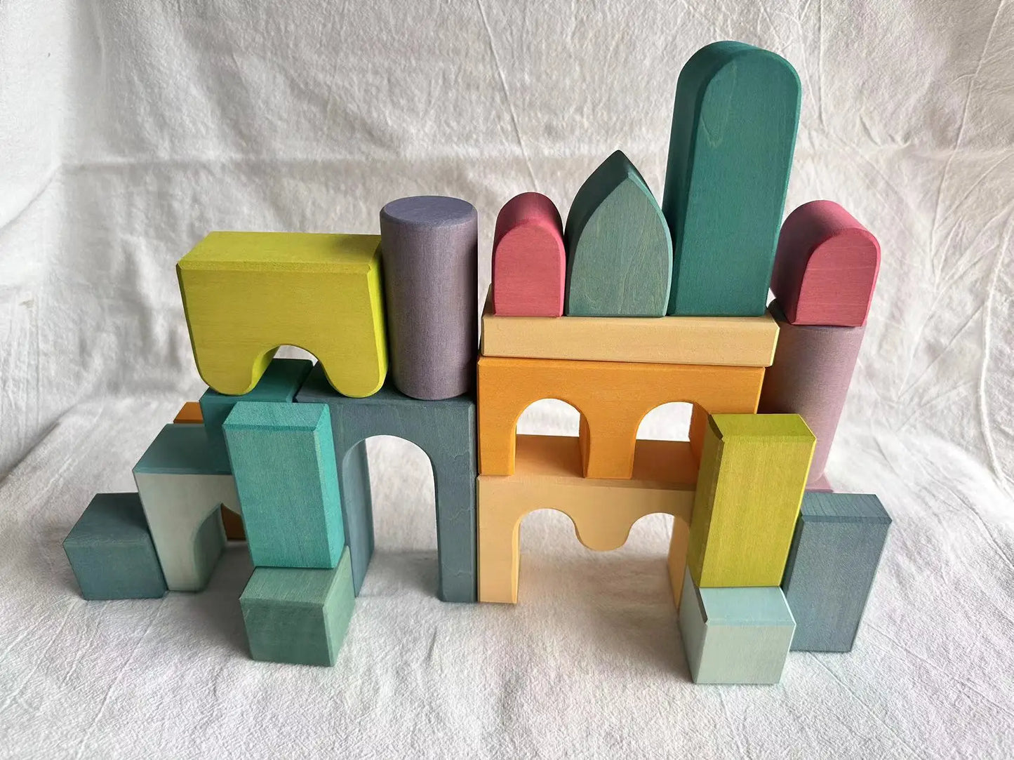 Montessori Stacking Toys with Rainbow Forest Elements