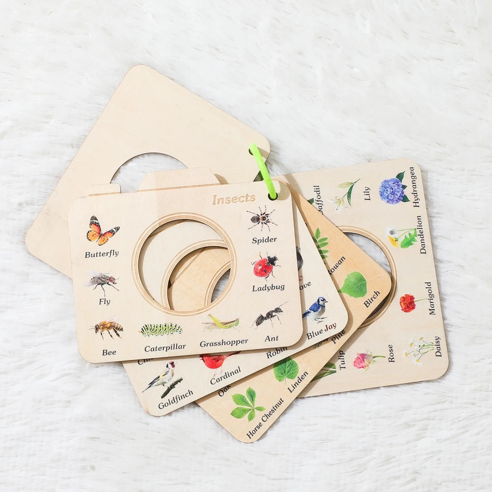 Montessori Wooden Cognitive Puzzle Book Toy for Babies & Kids
