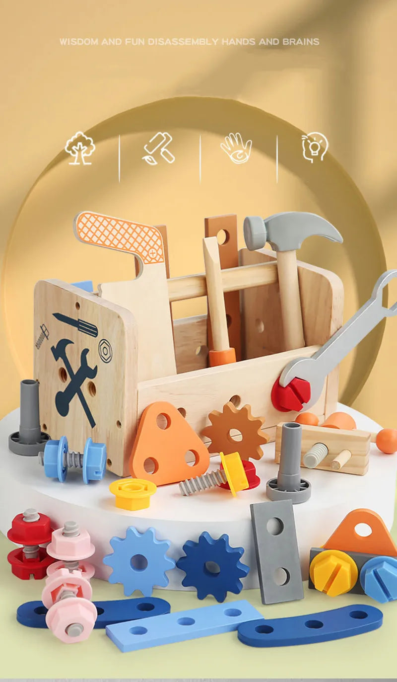Wooden Tool Set for Kids - Montessori Educational STEM Construction Toy