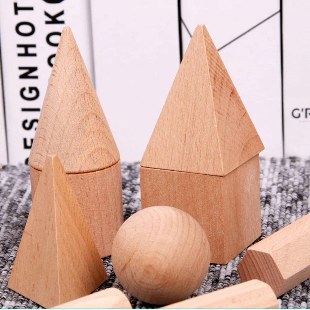 Montessori Wooden 3D Geometry Solid Blocks