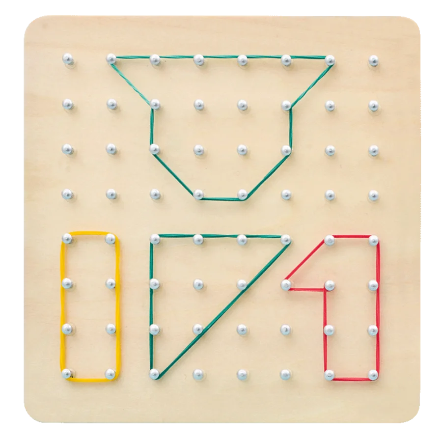 Montessori Creative Teaching Tool Small Nail Board Puzzle - Geometric Shape and Color Cognition