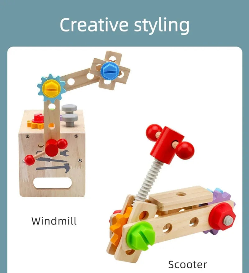 Wooden Tool Set for Kids - Montessori Educational STEM Construction Toy