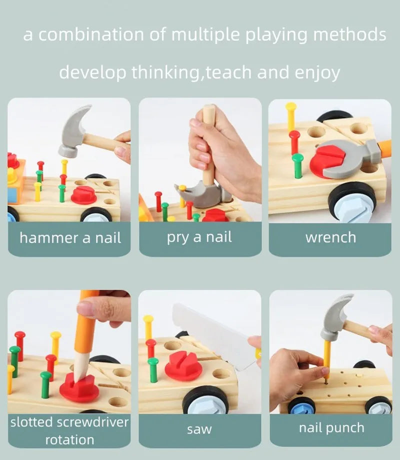 Wooden Tool Set for Kids - Montessori Educational STEM Construction Toy