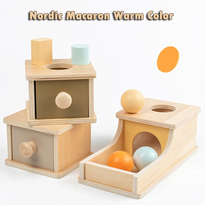 Montessori Wooden Toy Set - Object Permanence & Hammer Box