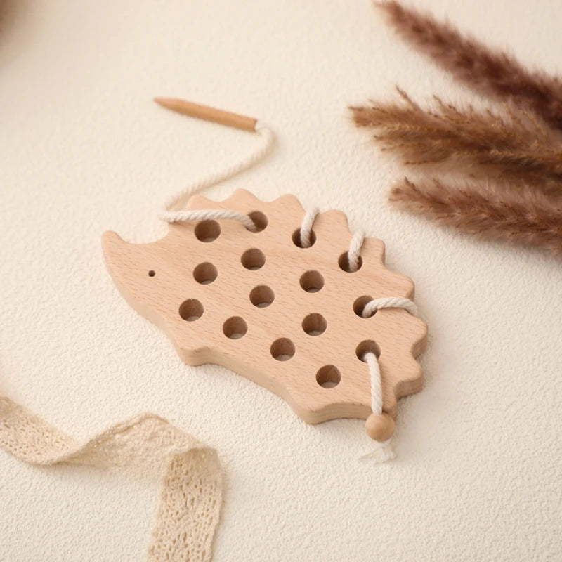 Montessori Wooden Threading Hedgehog Toy