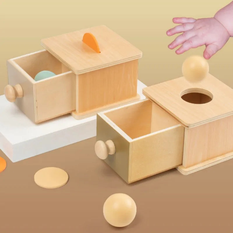 Montessori Wooden Toy Set - Object Permanence & Hammer Box