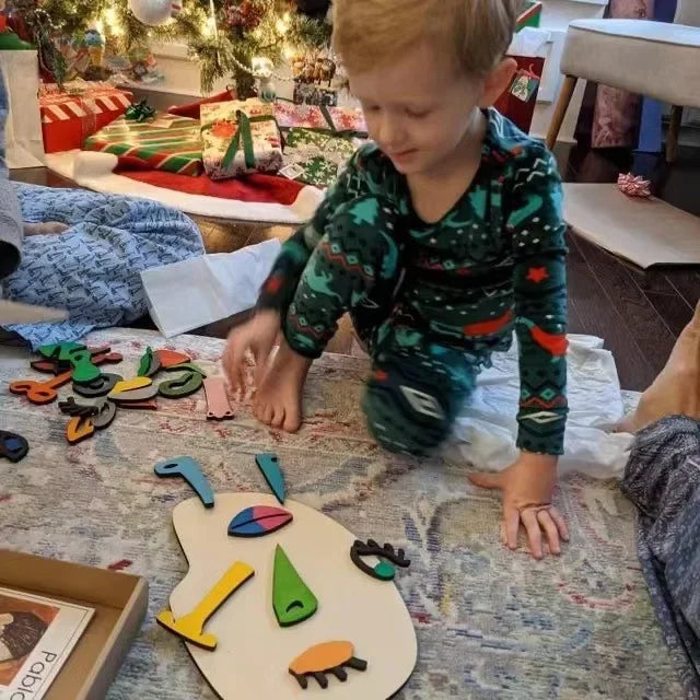 Wooden Montessori Face Puzzles Abstract Art Picasso Style