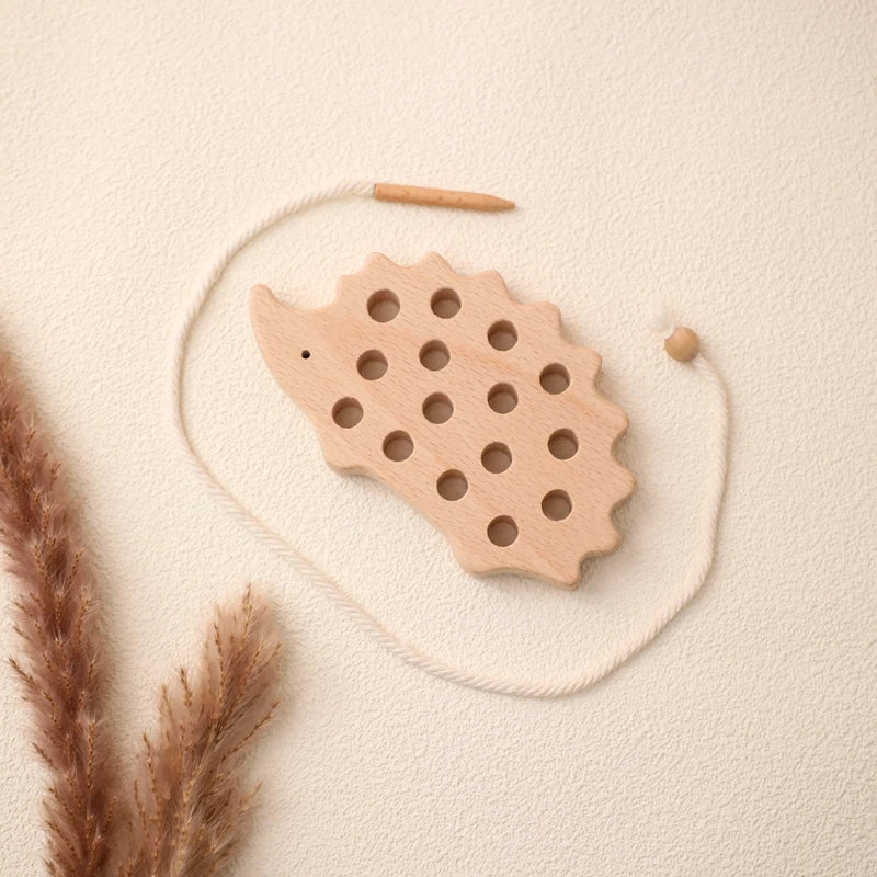 Montessori Wooden Threading Hedgehog Toy
