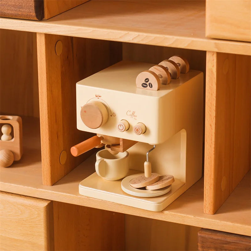 Montessori Coffee Machine Wooden Toy Set
