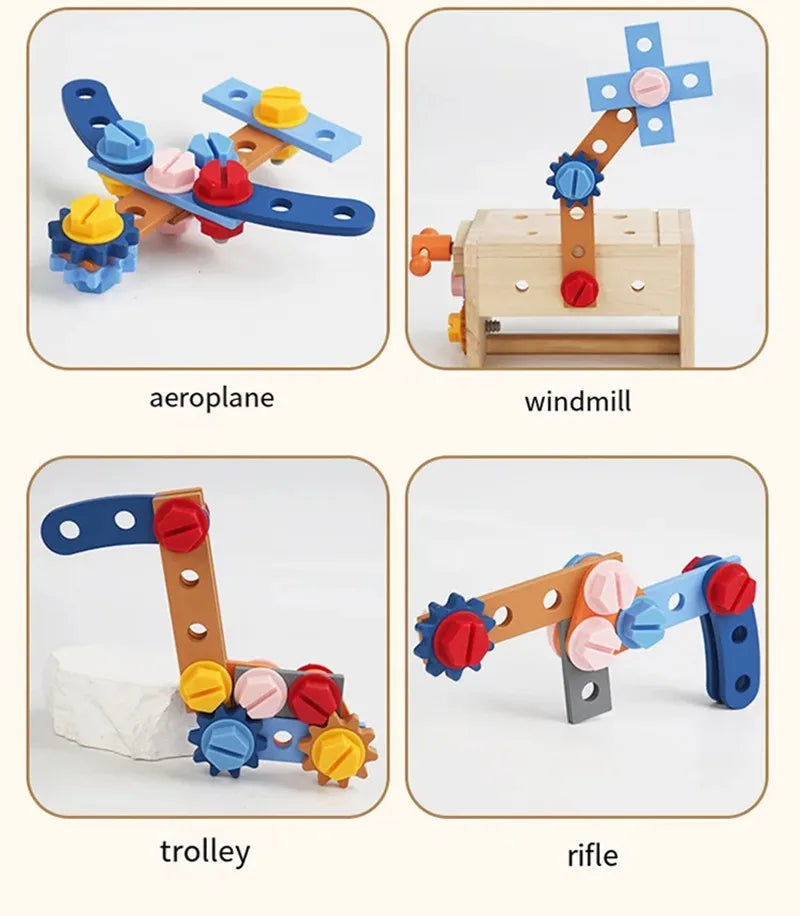Wooden Tool Set for Kids - Montessori Educational STEM Construction Toy
