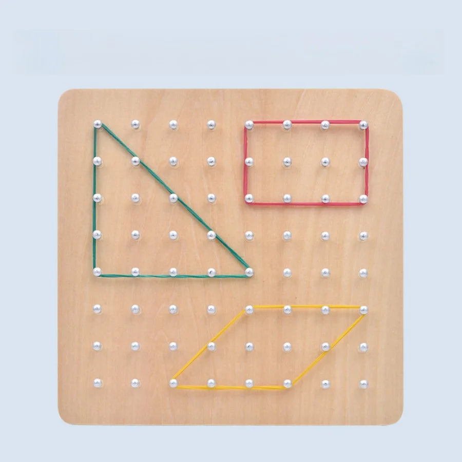 Montessori Creative Teaching Tool Small Nail Board Puzzle - Geometric Shape and Color Cognition
