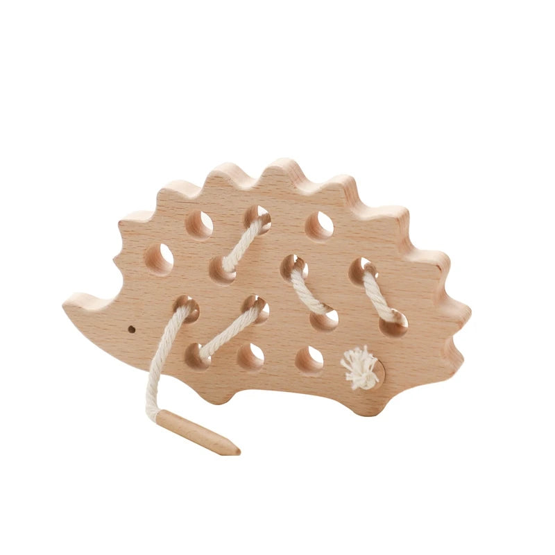 Montessori Wooden Threading Hedgehog Toy