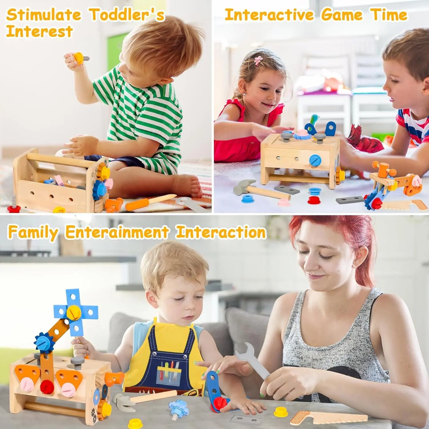 Wooden Tool Set for Kids - Montessori Educational STEM Construction Toy
