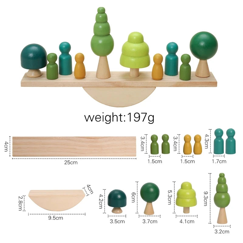 Montessori Wooden Forest Tree Building Blocks - Educational Kids Toy & Room Decor