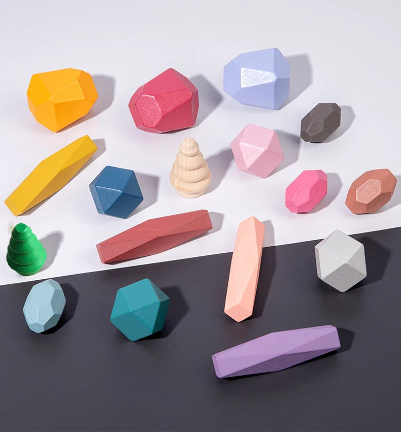 Montessori Wooden Stacking Rocks Building Blocks