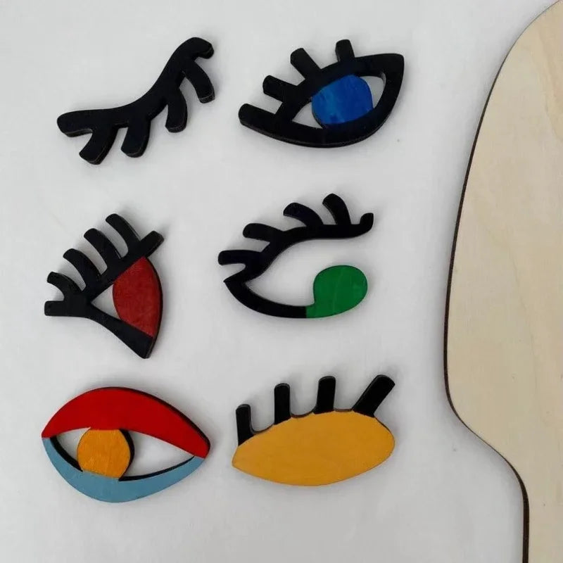 Wooden Montessori Face Puzzles Abstract Art Picasso Style