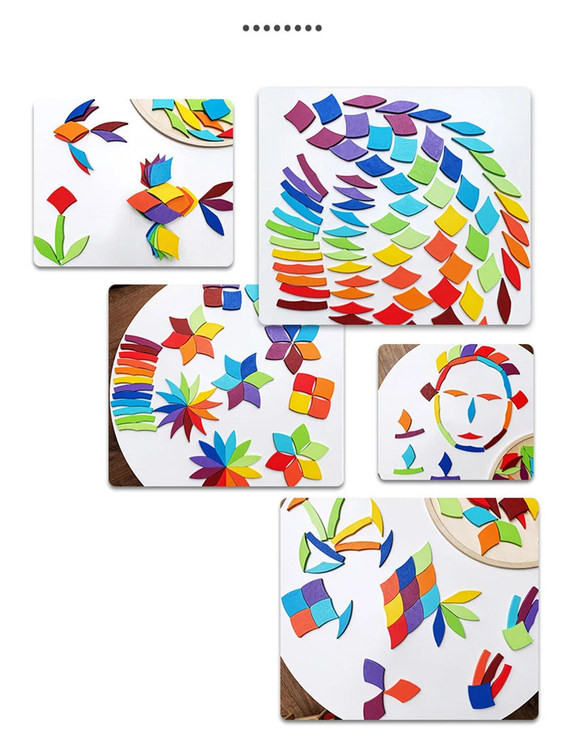 Montessori Rainbow Wooden Puzzle Geometric Blocks