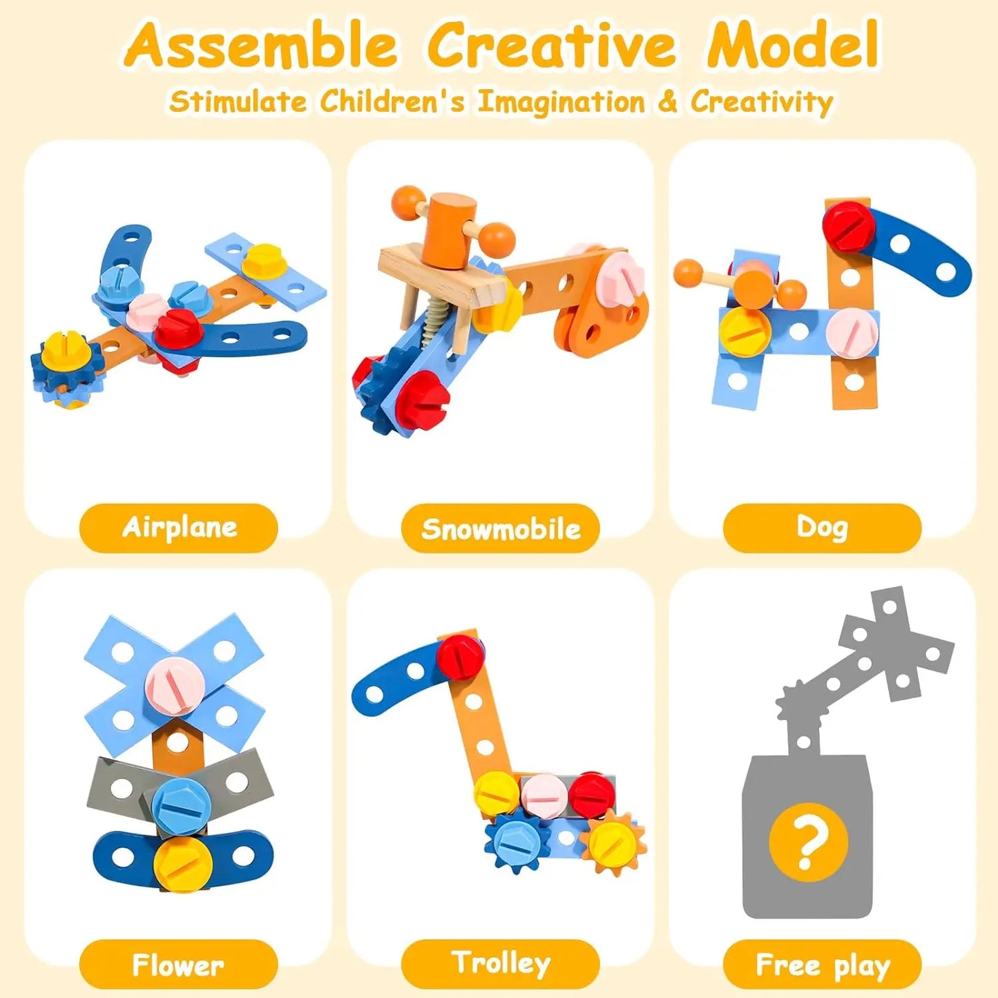 Wooden Tool Set for Kids - Montessori Educational STEM Construction Toy