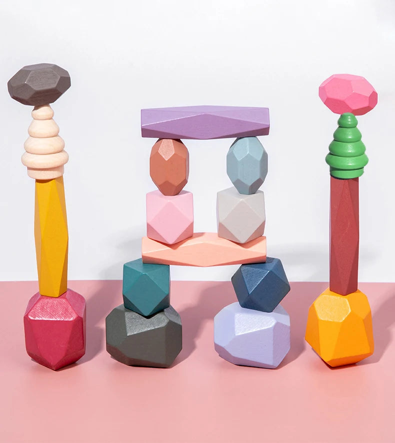 Montessori Wooden Stacking Rocks Building Blocks