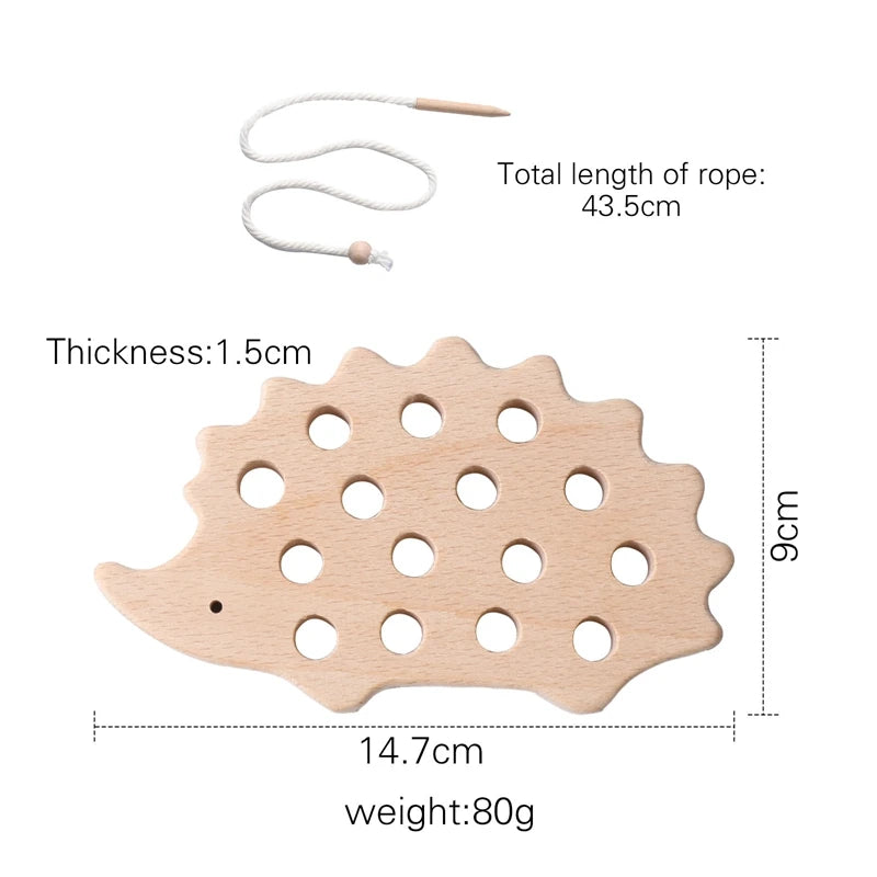 Montessori Wooden Threading Hedgehog Toy