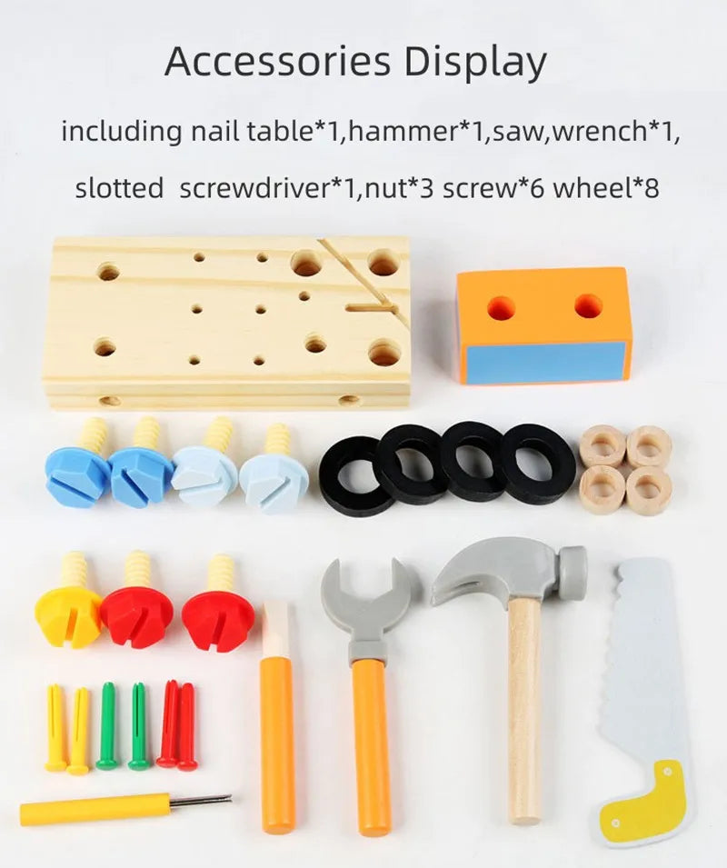 Wooden Tool Set for Kids - Montessori Educational STEM Construction Toy
