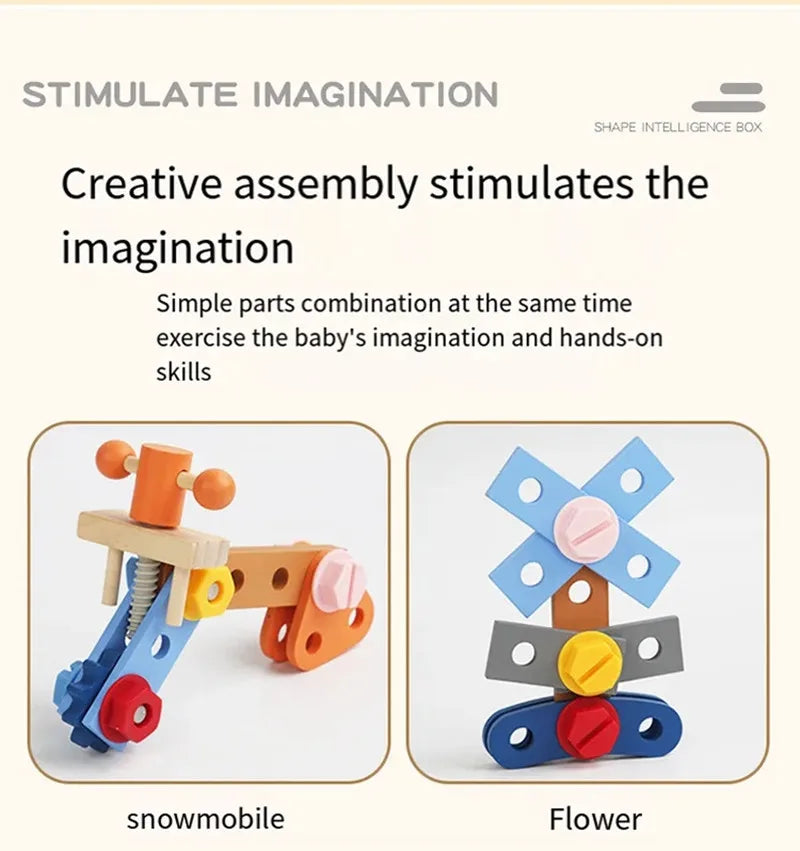 Wooden Tool Set for Kids - Montessori Educational STEM Construction Toy