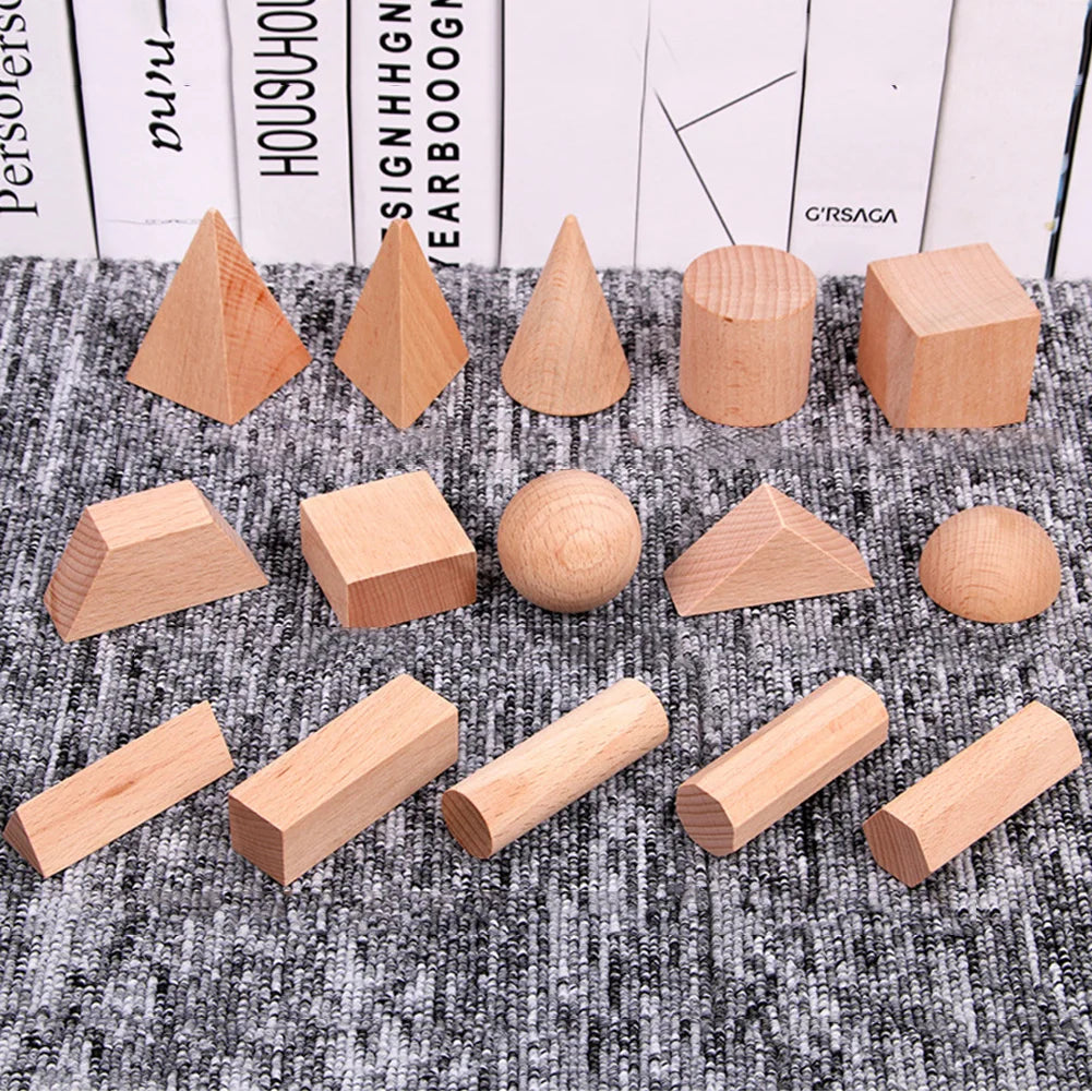 Montessori Wooden 3D Geometry Solid Blocks