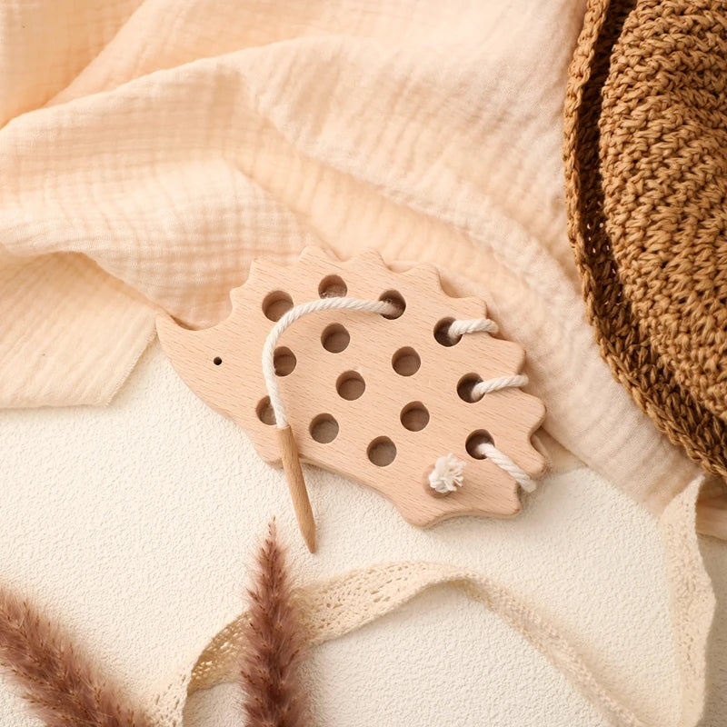 Montessori Wooden Threading Hedgehog Toy