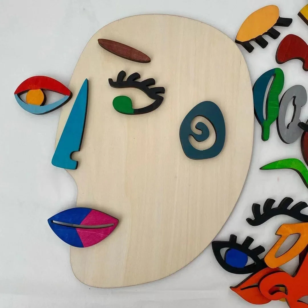 Wooden Montessori Face Puzzles Abstract Art Picasso Style